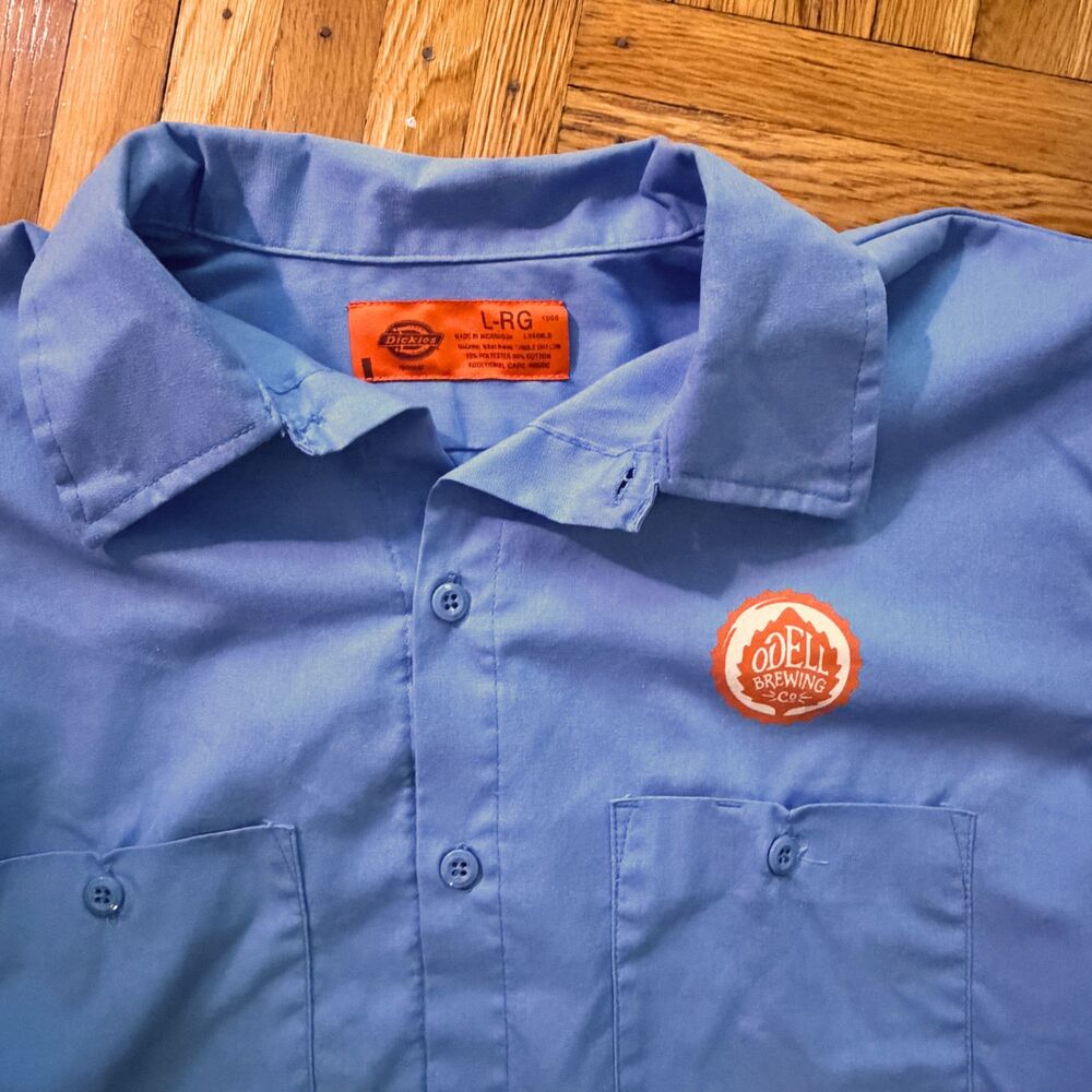 Dickies Odell Brewery Pail Ale Blue Work Shirt Blue Collar Style Mens Large - Picture 3 of 5